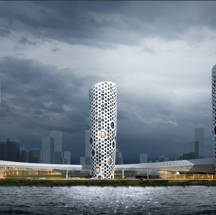 China Manufacture Classic Design Modern House Design Curtain Wall Rhino Modeling