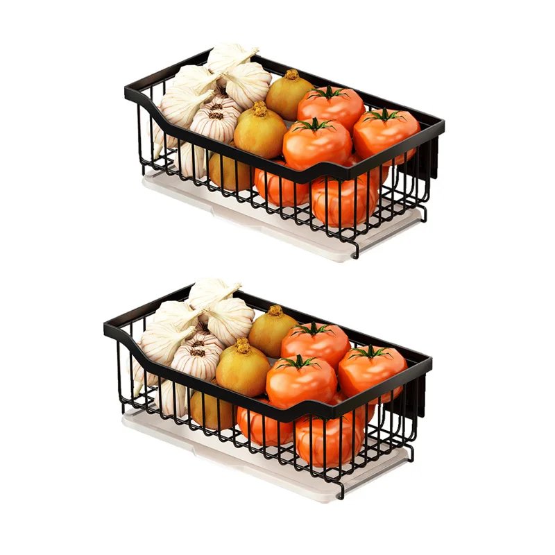 Настенный черный Домашний Органайзер, металлическая корзина для хранения еды, фруктов, овощей, составная проволочная корзина для кухни