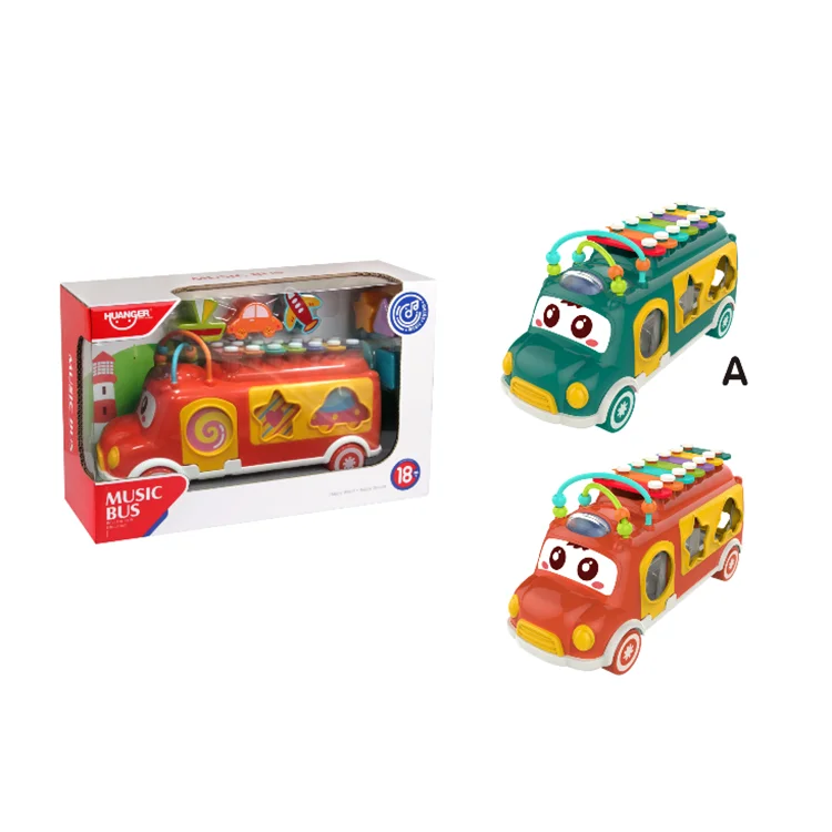 Fashion Design Multifunction Plastic Early Education Piano Musical Instrument Bus Music Toy