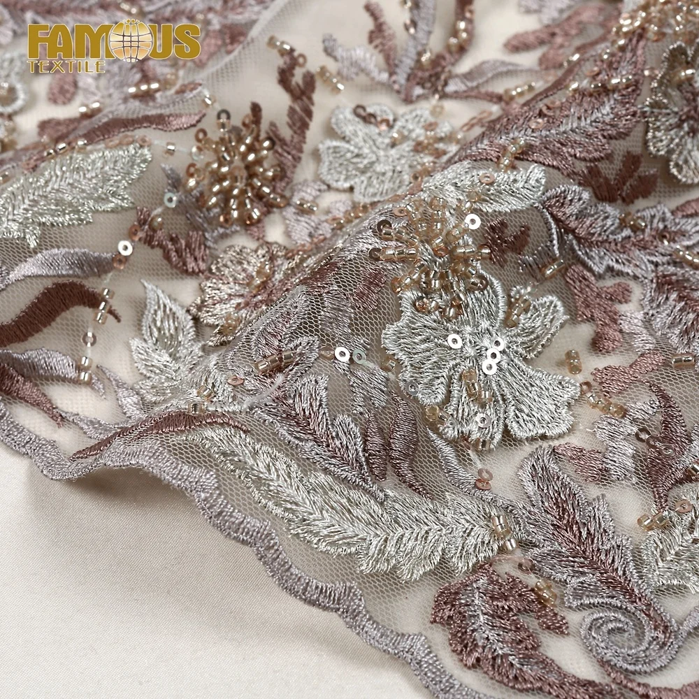 С украшением в виде кристаллов дизайн машины Бисер Вышивка Тюль швейцарская кружевная ткань с Последовательностью для вечернего платья американских размеров Швейцария