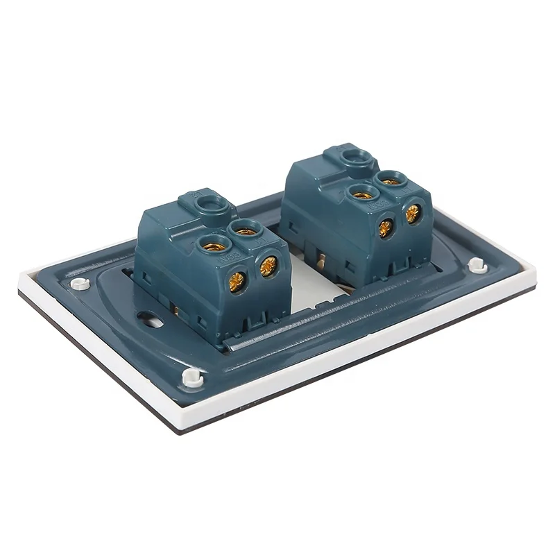 European Union British Standard Home Wall Socket Button On/Off Light Switch, 2 gang 1 way wall switch