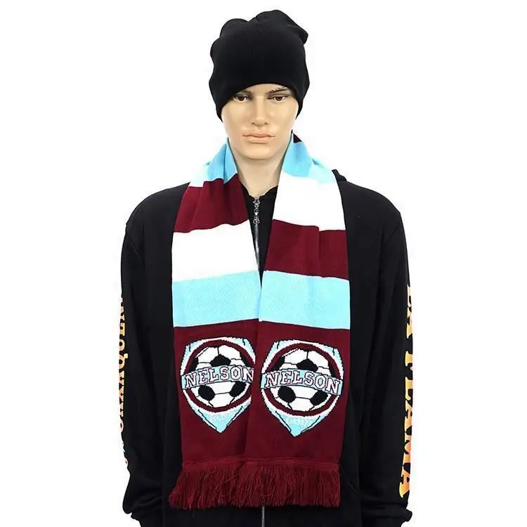 Acrylic Jacquard Fans Sport Football Knitted With Logo Wool Black Designer Winter Scarfs Cashmere Custom Fanning Silk Scarf