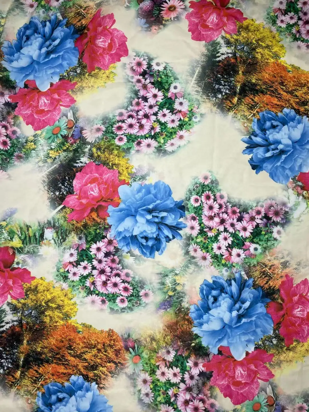 
High Quality And Cheap Price chrysanthemum in digital print of polyester for long dress 
