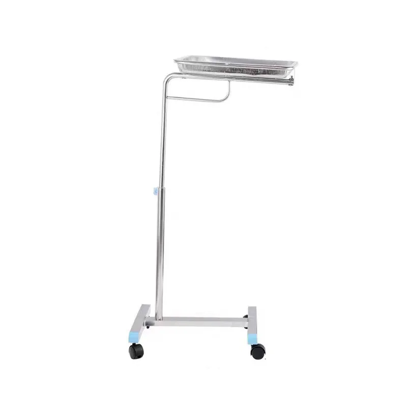Cart Stainless Steel Tray Stand,Trolley Stand Adjustable Height Instrument Tray with Removable Tray & 4 Omnidirectional Wheels
