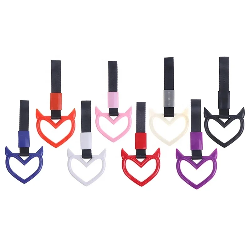 Auto Accessories Glow Tsurikawa Ring Devil Heart JDM Train Bus Handle Hand Strap Drift Charm Strap Drift Warning Ring for Car