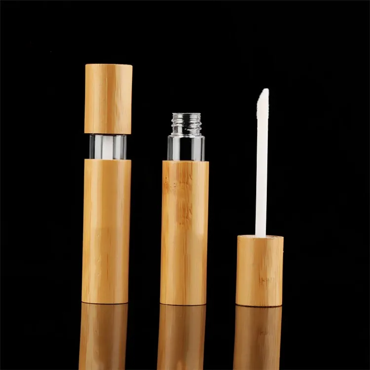 Natural Eco Cosmetic Packaging 8ml Bamboo Lipstick Tube Bamboo Lip Gloss Container Tube Lipgloss Packaging Tubes With Bamboo Lid