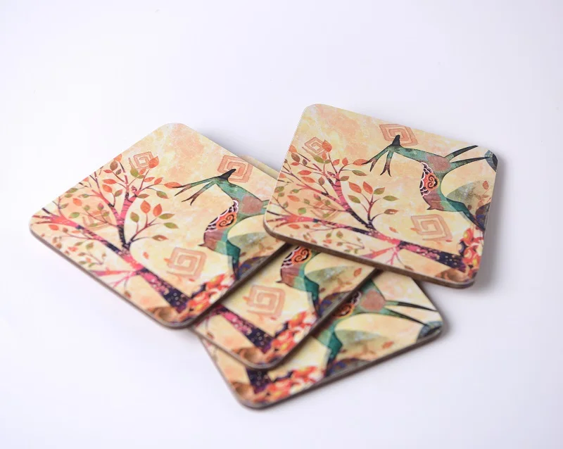 Factory Price Custom Design Wood Hard Board Blank Sublimation MDF Coasters With Cork Bottom
