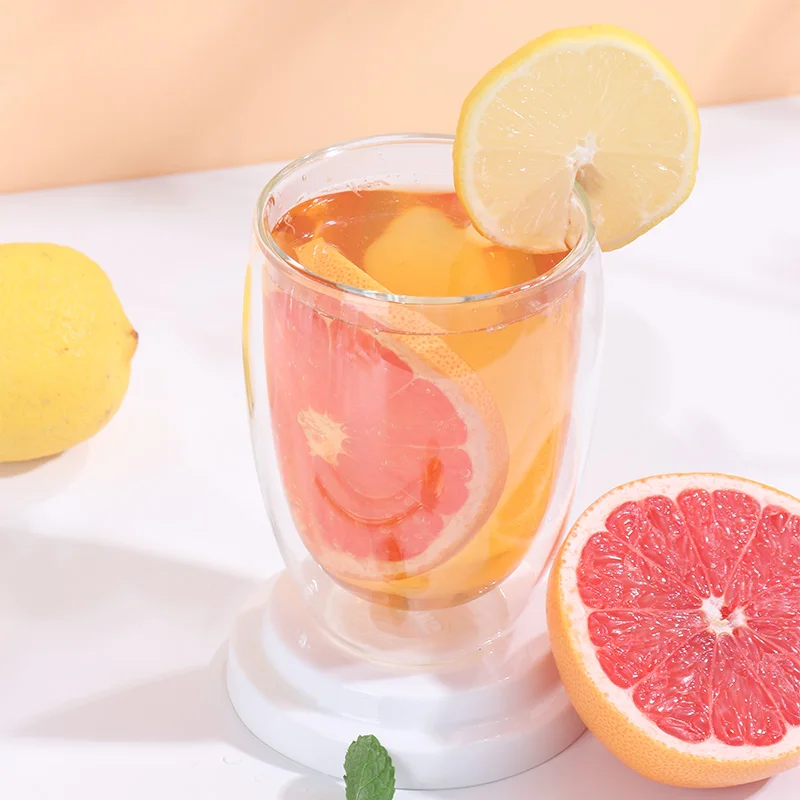 High quality high borosilicate cute  double wall tea glass cup drink cup