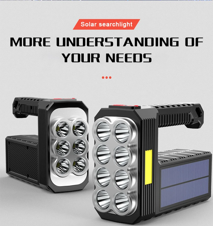 Howlighting Solar Led Flashlights 8 Led Portable Lantern Outdoor Torch Spotlight Emergency Multifunctional USB Charge Flashlight