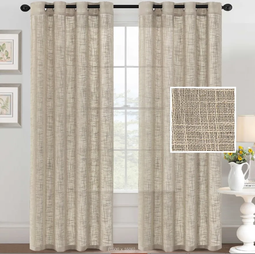 Wholesale Custom Solid Colored Quiet Sliding Polyester Spandex White Beige Color 52 x 108 Inch Livingroom Hotel Widow Curtain
