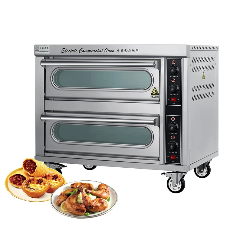 commercial kitchen equipment 2 deck 2 tray electric commercial manufacturer bakery glass window pizza oven for sale
