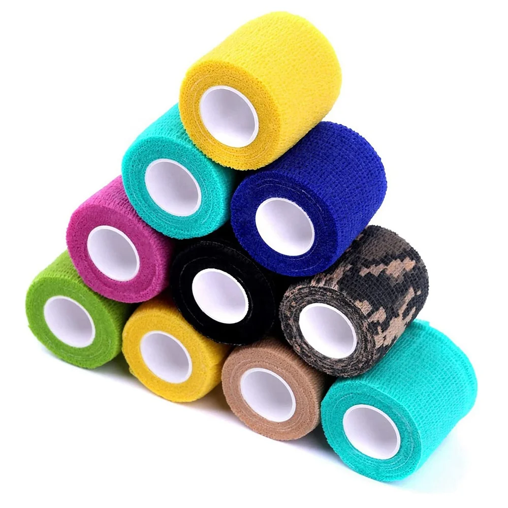 Custom Self Adhesive Bandage Wrap Vet Wrap Non Woven Elastic Cohesive Bandage Tattoo Grip Finger Tubular Elastic Net Bandages