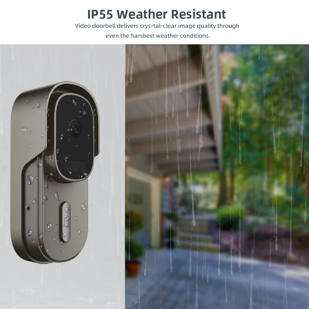 Ring You Anytime When Visitor Comes 1080P Smart Tuya WiFi Video Doorbell Camera with 170 Wide Angle Lens and PIR Motion Alarm