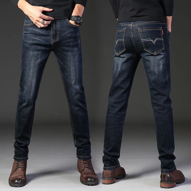 2023 top quality korean clothes regular fit blue straight leg men formal jeans jeane pants for men new fashion