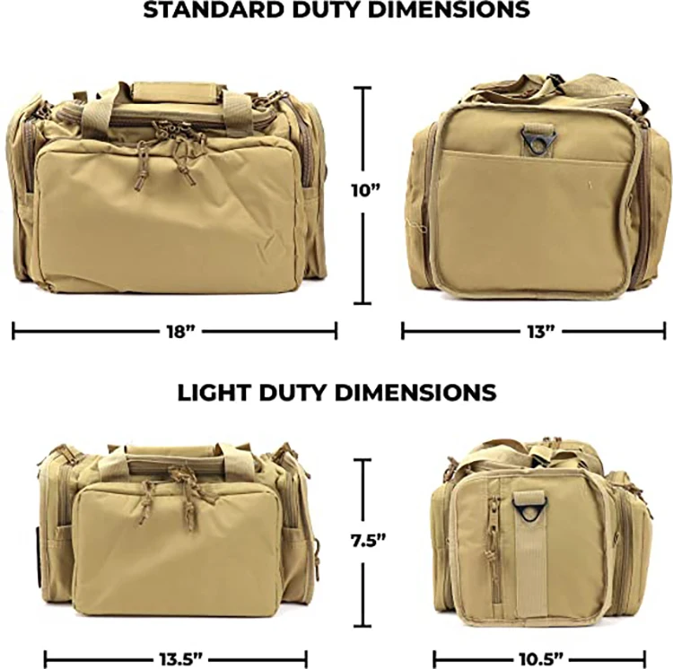 Tactical Range Bag with 9 Compartments and 2 Removable Pistol Pouches, Duffle Bag for Shooting, Hunting, or Traveling