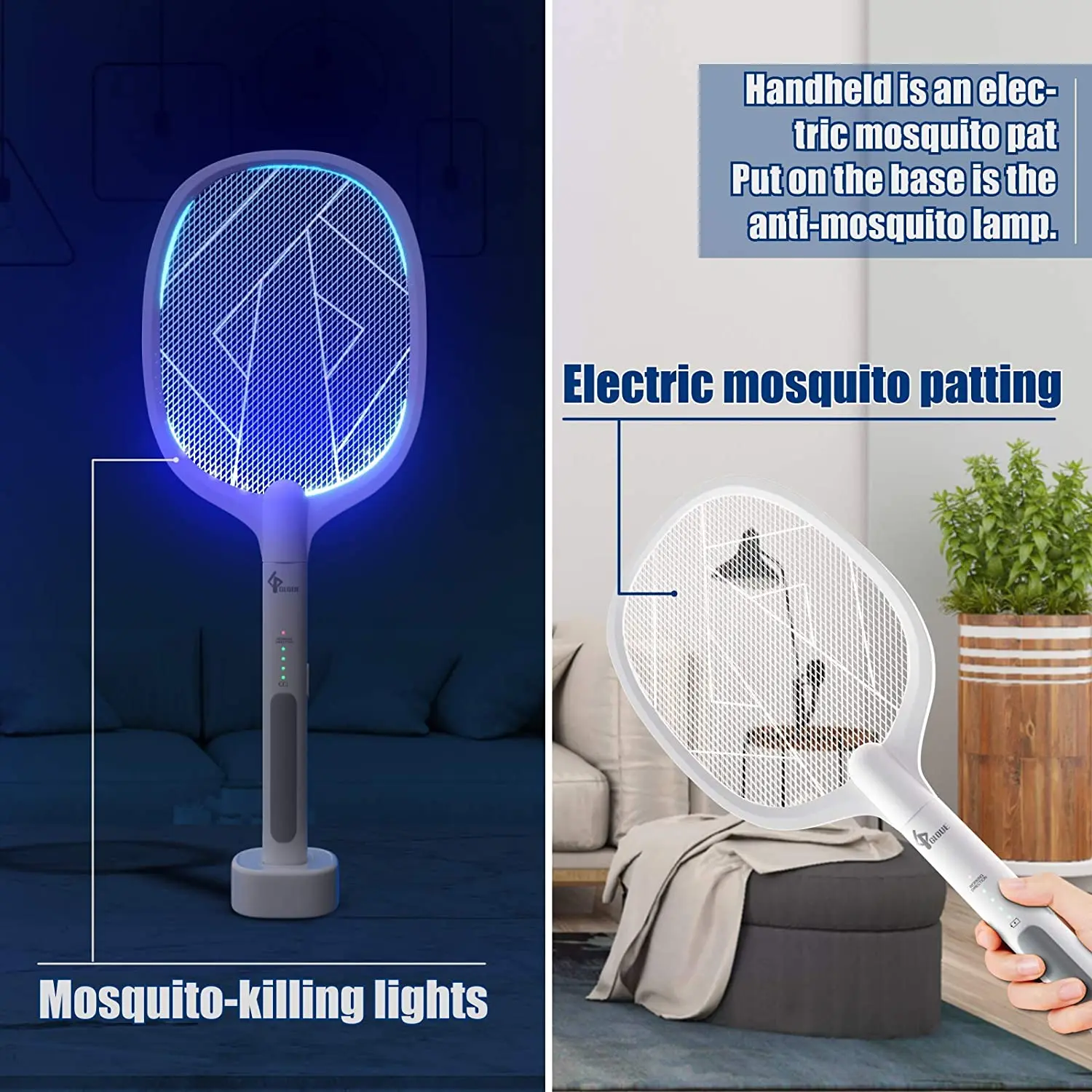 2 в 1 мухобойка Электрическая комаров убийства без развевающиеся руки Fly Zapper Indoor ловушка