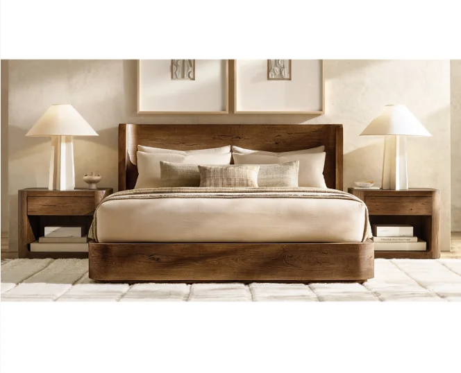 High end bedside table bedroom furniture luxury solid wood nightstand