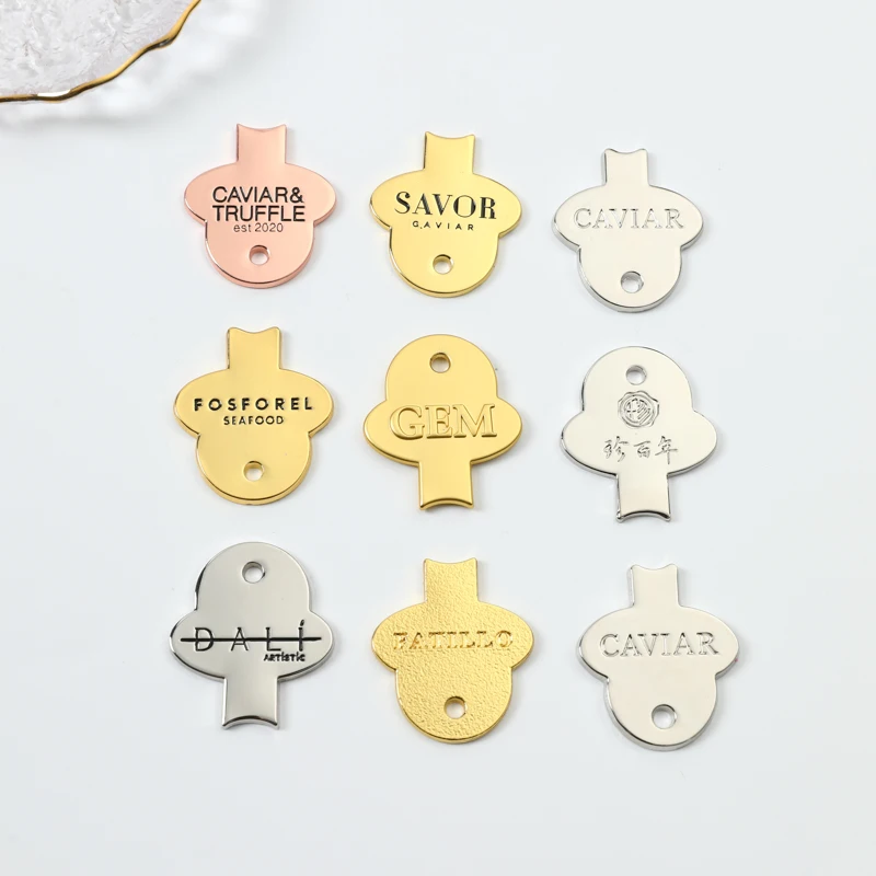 wholesale customized Caviar Logo Keys Opener Zinc Alloy Designed Brand Fish Logo for Tin Openers