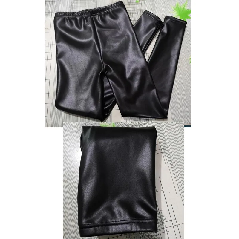 
New 2021 winter Custom Kids Children Leather Leggings Wholesale Custom Tight Leather Winter Soft Children thin Leggings 