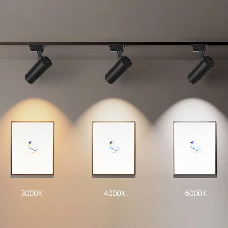 Wholesale price black commercial IP20 adjustable dimmable aluminum integrated cob 20w led track light