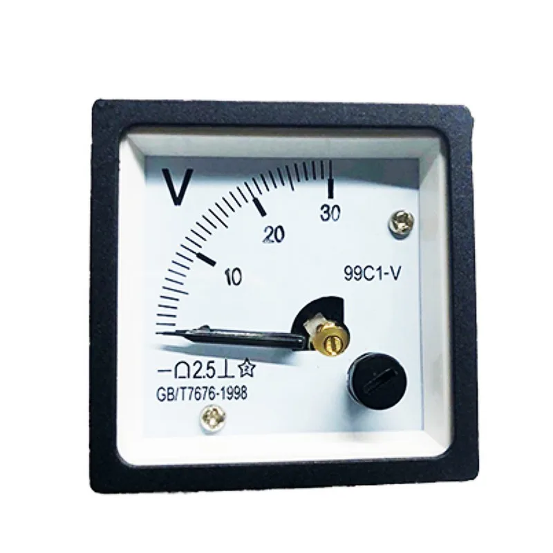 99C1-V Pointer Type DC Analog Voltage Meter 5V 10V 20V 30V 50V 100V 250V Voltmeter 48*48mm