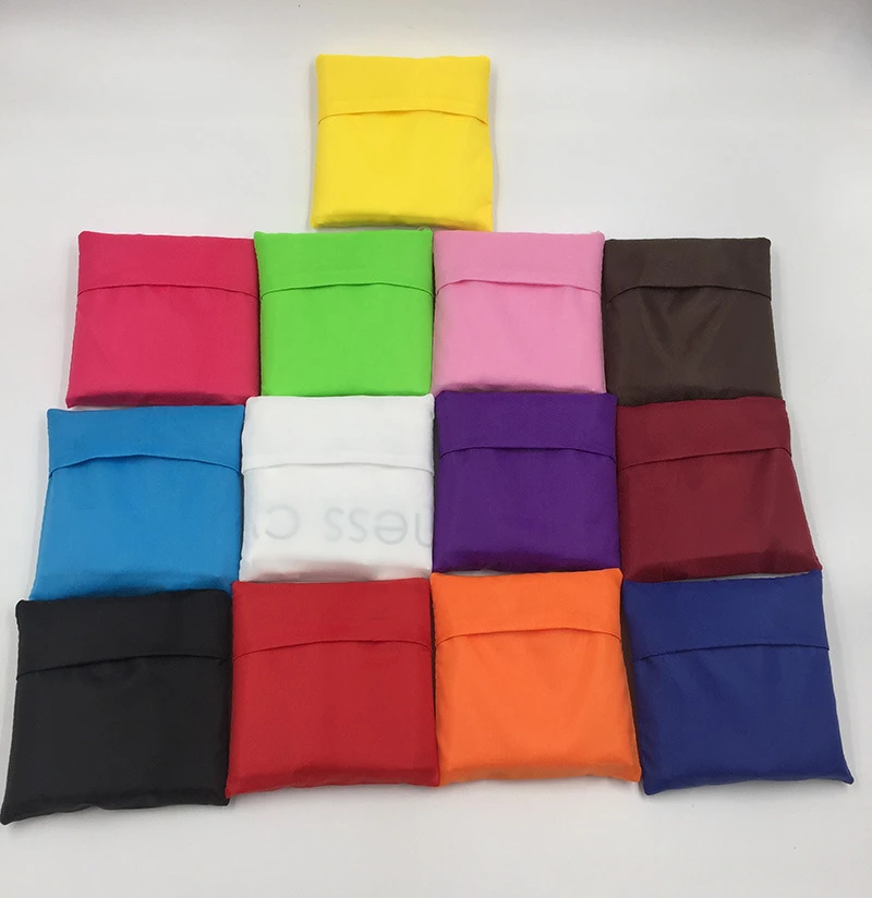 Custom LOGO Eco-friendly Reusable Portable Polyester Tote Folding Bags Nylon Foldable Recycle Shopping Grocery Reusable Bag