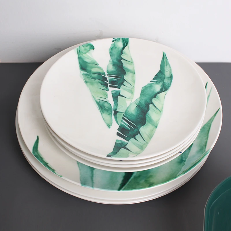 Antique Chinese Custom Luxury Fine Bone China Dinner Plate Set with Gold Rim Porcelain Dinnerware Set