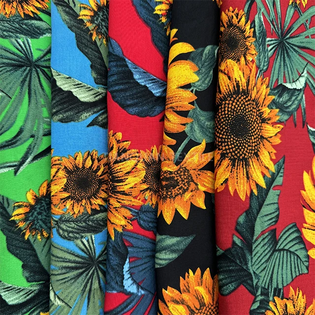 30s 100% Rayon Viscose Model Poplin Printed Fabric Roll Stocklot for Lady Fashion Dress Importers In Thailand Wholesale