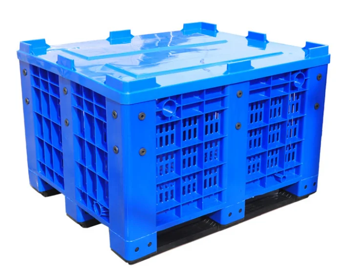 Heavy Duty Large Hdpe Mesh Vented Vegetable And Fruits Storage Stackable Fruit Plastic Pallet Bins With Lid