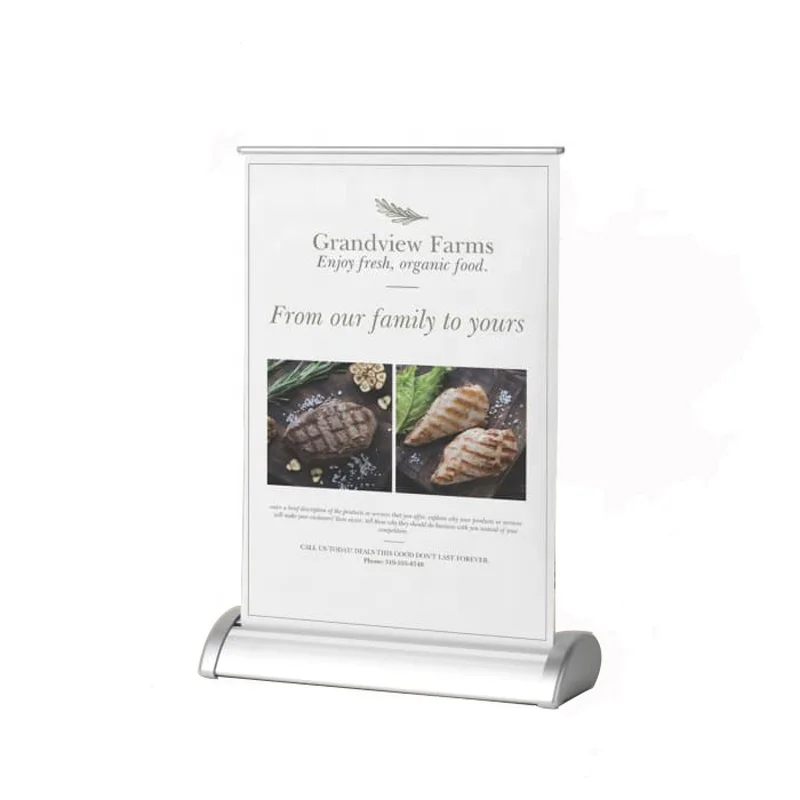 Mini Retractable A3 A4 Table Top Roll Up Banner Portable Roll Up Displays