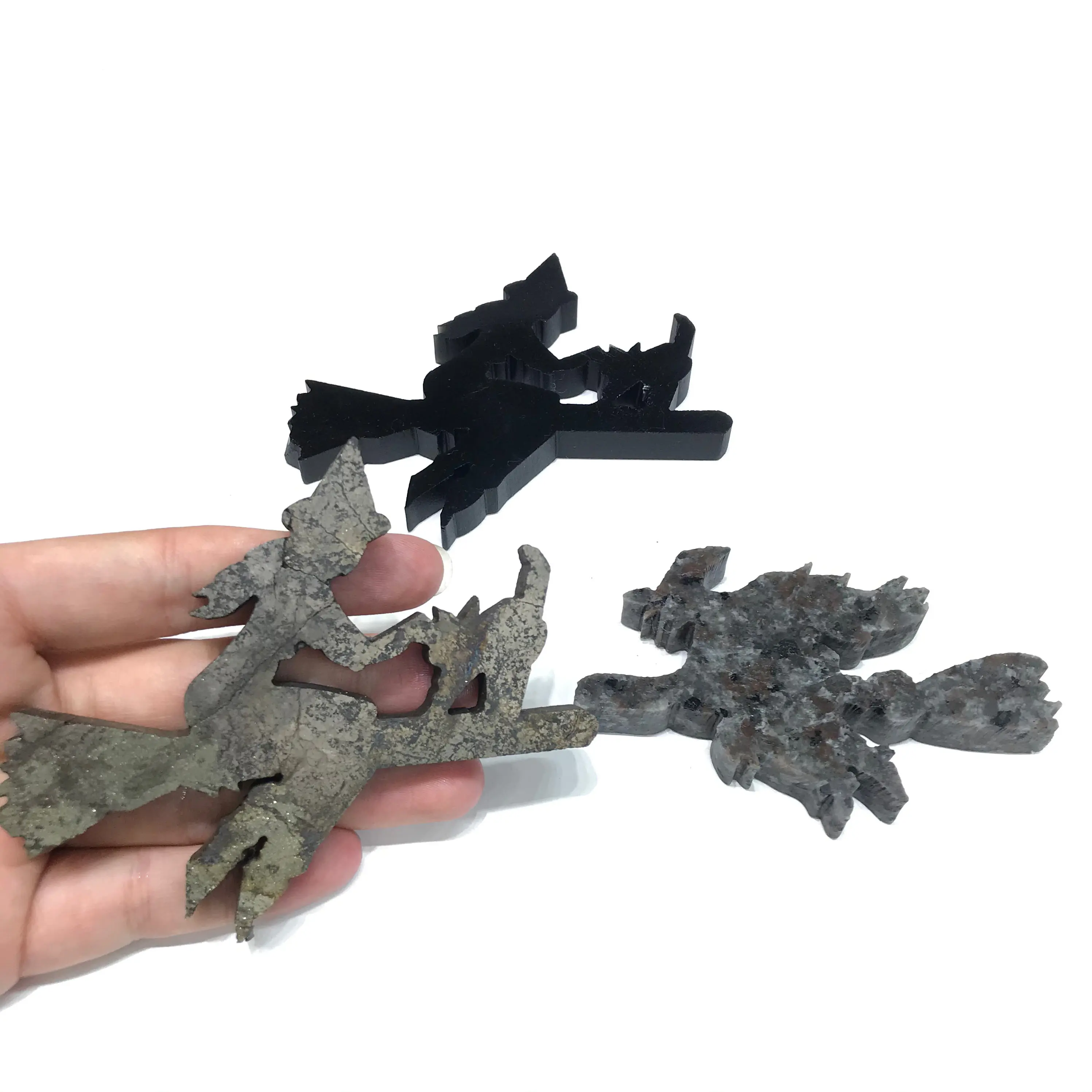 Natural High Quality Obsidian Fire Stone Pyrite Crystal Halloween Witch For Decoration Gifts