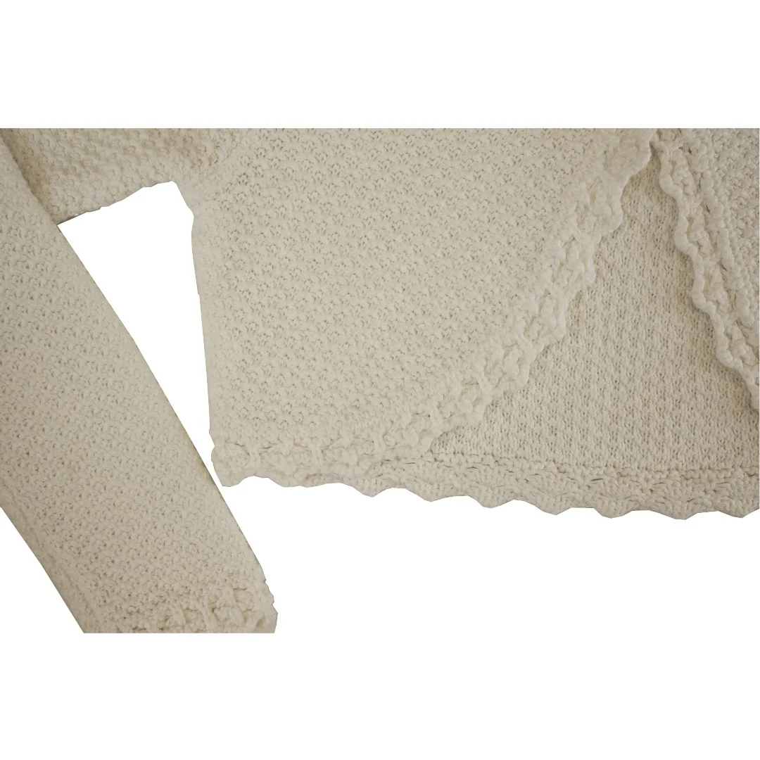 Лидер продаж ODM, вязаный кардиган с бежевым кружевом для девочек, детские кардиганы, свитер для девочек