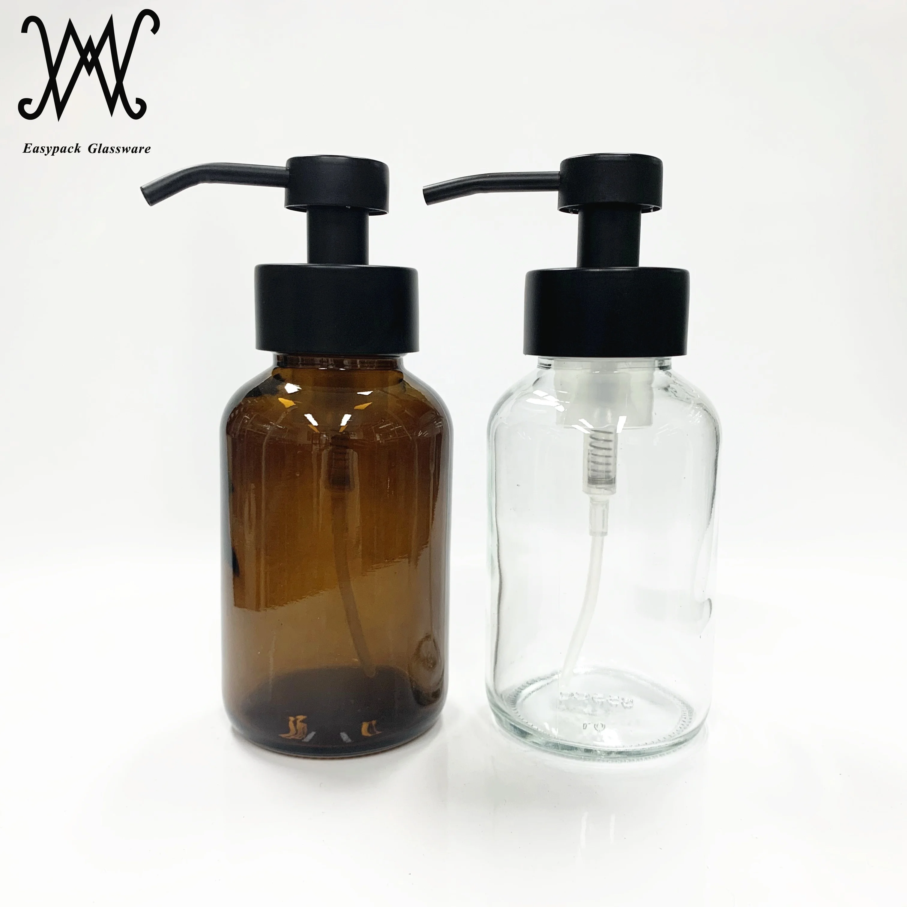 350ml clear glass foaming hand soap and dish soap glass bottle with short pump