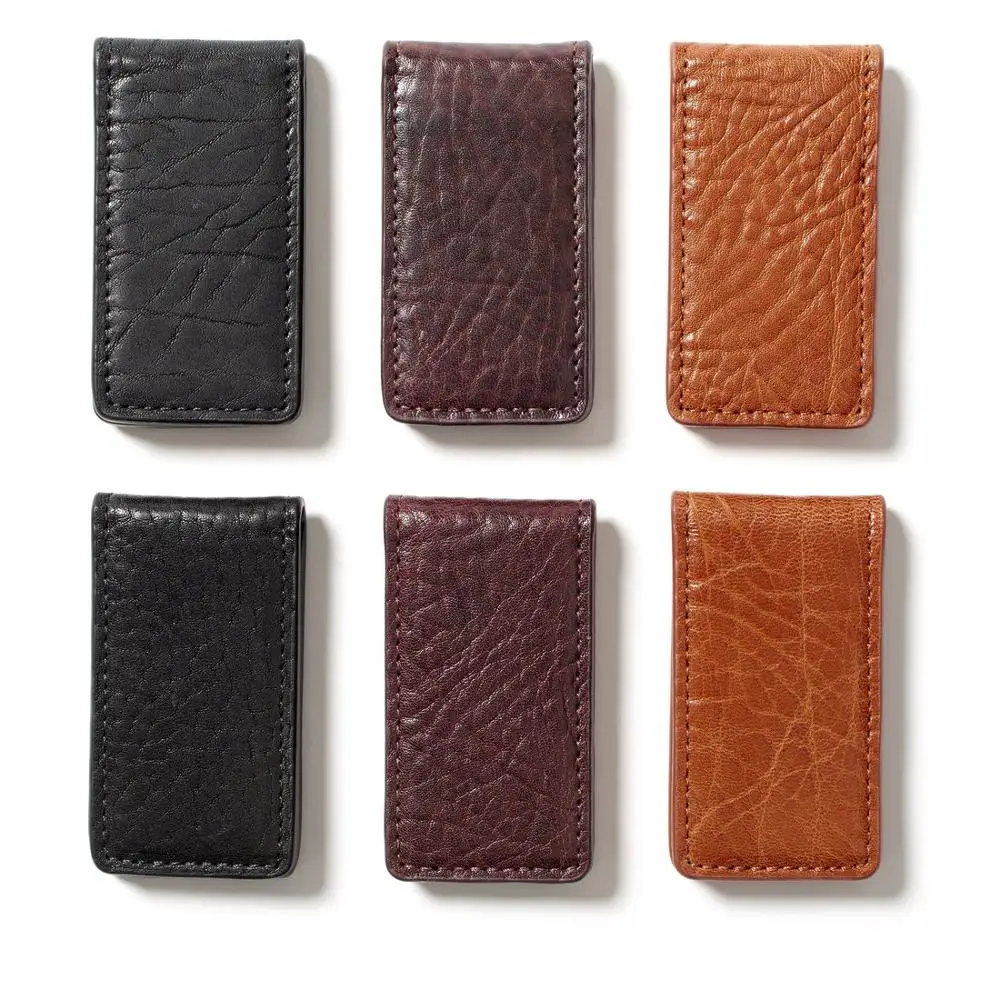 Front Pocket Mens Slim Magnetic Leather Money Clip Promotion Gift Minimal Wallet