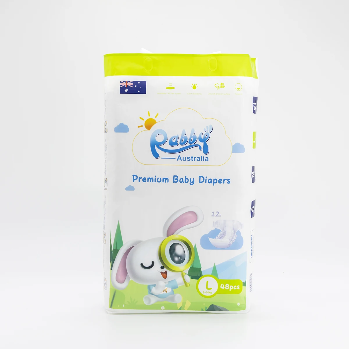 Rabby  Comfortable  Baby Diaper Skin Care Nappies Breathable Baby Diaper Pants And Wipes with Witness Indicator