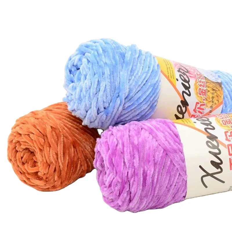 wholesales 4mm 1 ply chenille yarn 100g polyester soft wool chenille yarn for baby crochet knitting