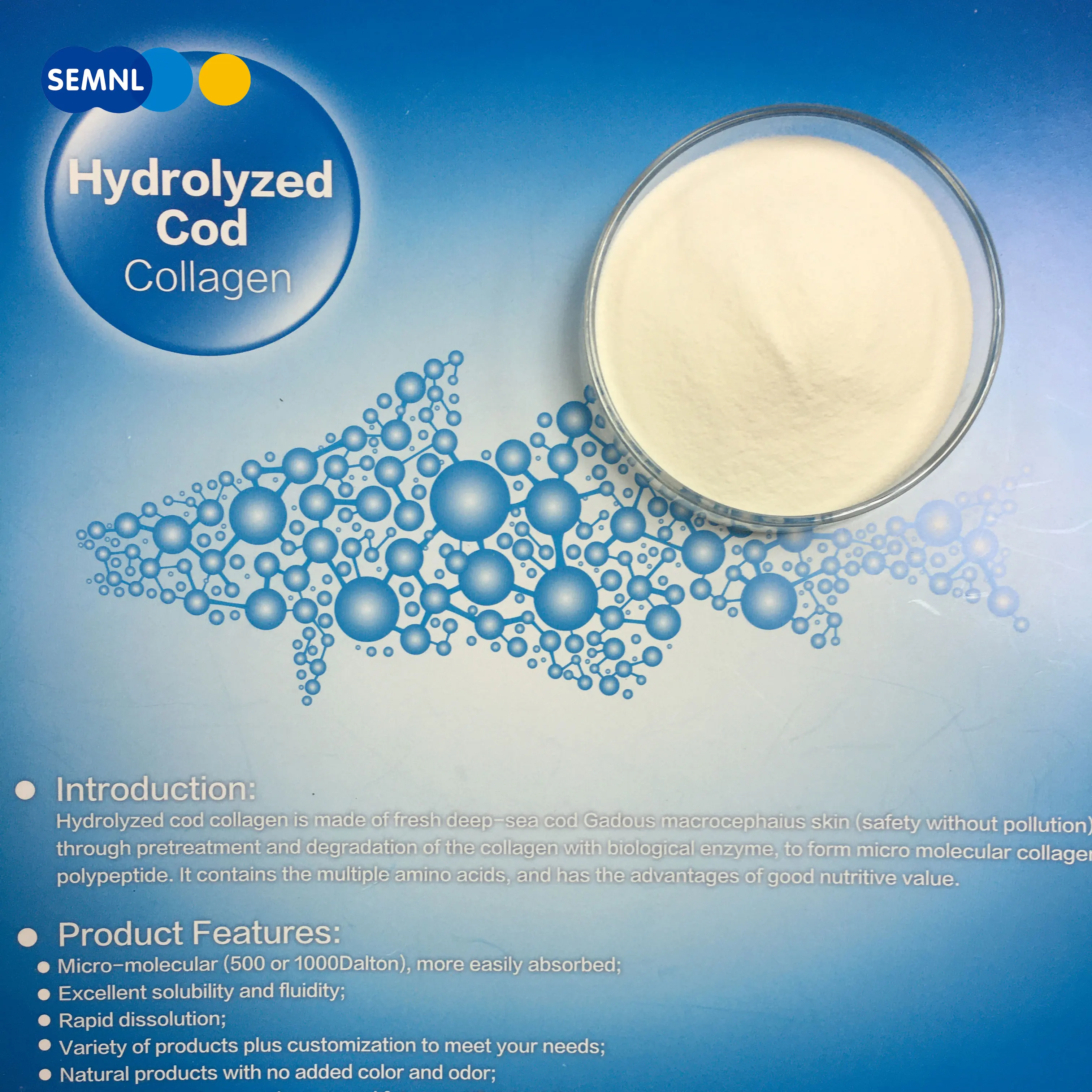 
Quality Easy To Absorb Marine Fish Collagen 1000Da Food-grade 