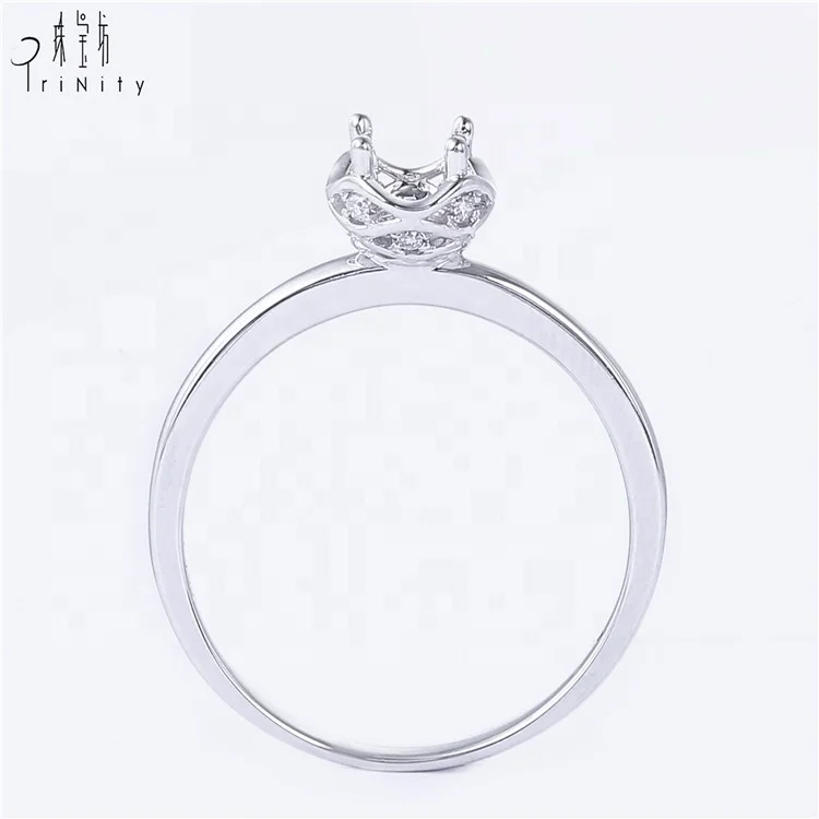 Beautiful Floral Design 18k Gold Ring Installation Fashionable Jewelry Solid Gold Semi Mounting Ring For Women