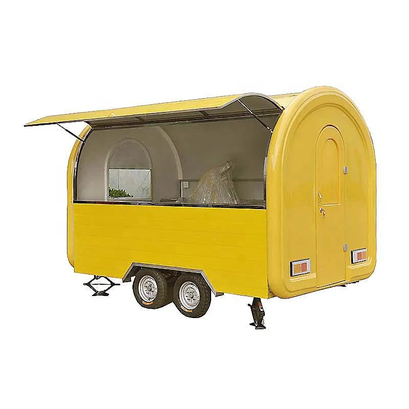 Yellow Fast Street Mobile Round Food Trailer With CE Certificate Sale
