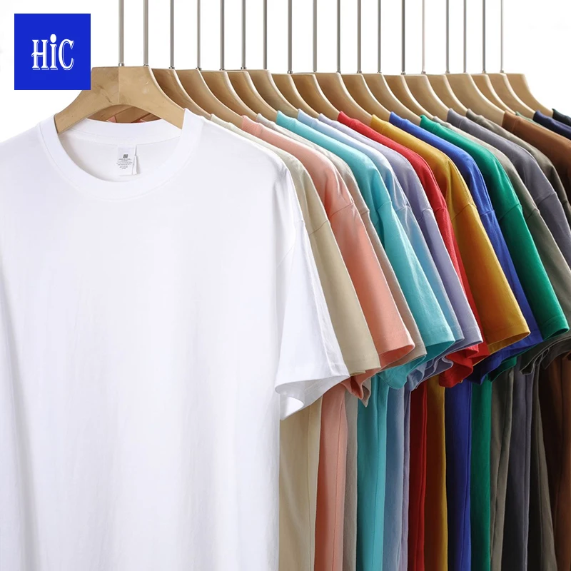 220G O-Neck Heavy Cotton Short Sleeve T-Shirt Men And Women Couples Cotton Pure White Loose Half Sleeve Fashion Card Base Shirt