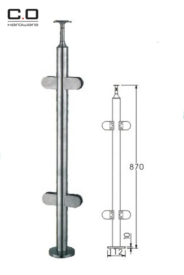 Stainless steel Handrail fittings glass baluster glass post