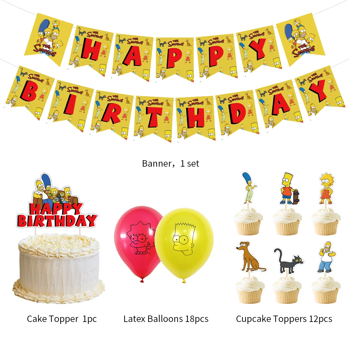 Simpsons Family Duff Bottle Cartoon Foil Balloons Set Happy Birthday Party Decorations Ballons Kit