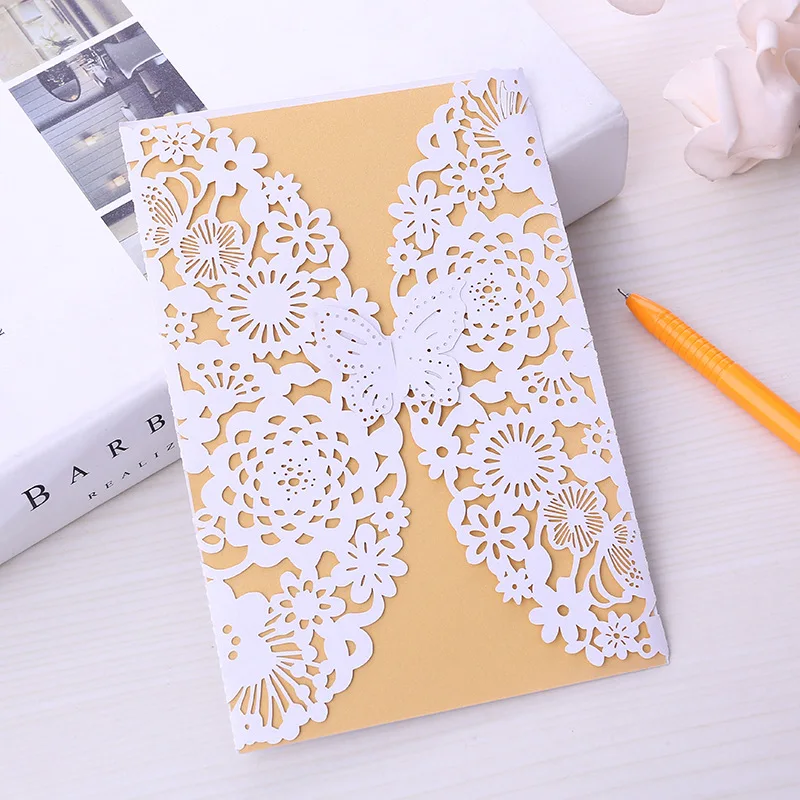 
Creative Hollow Out Marriage Greeting Cards Laser Cut Party Wedding Invitation Card Sets 