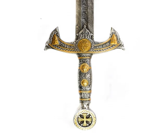 
Custom Handmade Damascus Steel Viking Style Sword Longsword Gladius With Leather sheath camping sword on whole sale 