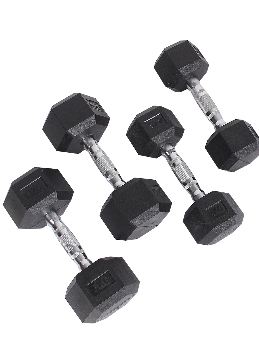 Factories sell high quality cheap black painted rubber coated hex boxed set ofdumbbells pounds 10kg dumbbell set