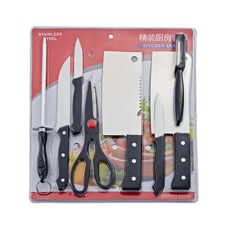 Excellent Japanese Kitchen Knife Set Stainless Steel Houseware 8 Pieces Kitchen Scissors Knife Carving Paring Knife