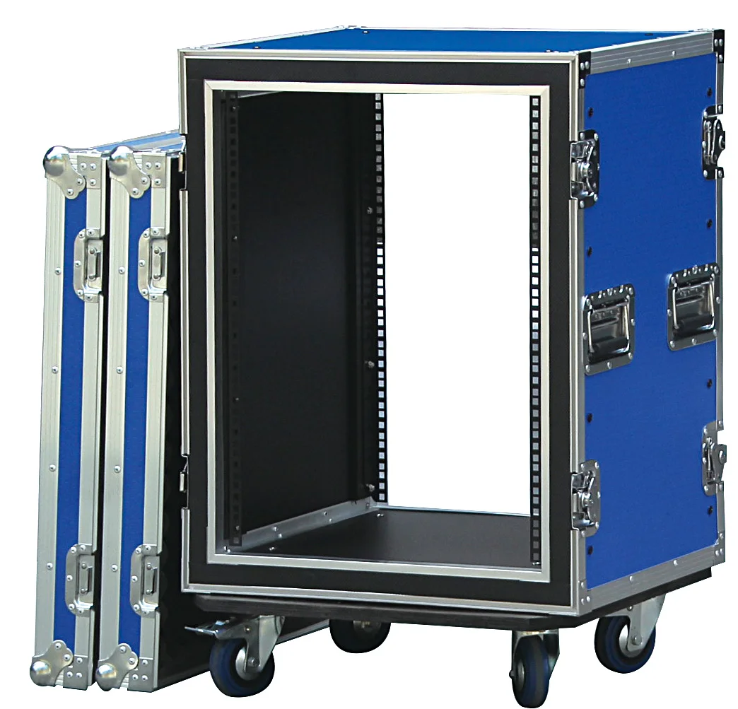 16U Pro audio shockmount amp rack case с колесами