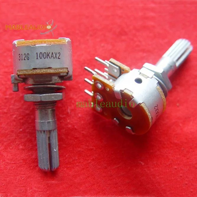 TYPE16 ALPS Potentiometer 100k log Dual Pot  100KAX2 Centre Detent