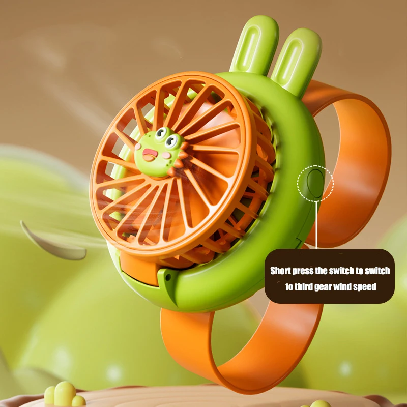 Upgrade version USB Rechargeable Fan With Comfortable Wrist Strap Portable Mini Fan Watch Built in colorful LED  light