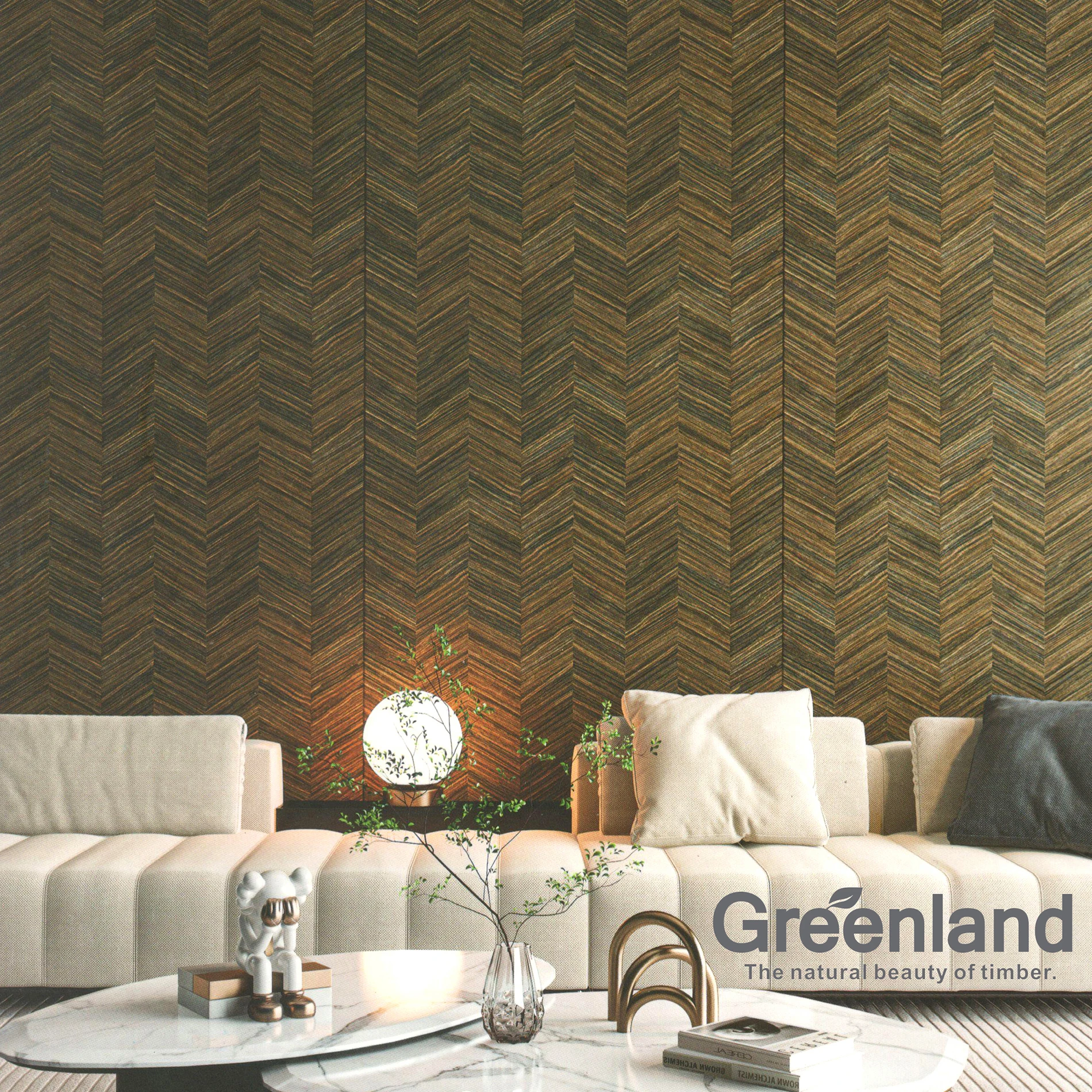 Greenland stripe Engineered Wood Veneer Collage Series table flooring Furniture Door Plywood skin Wallpaper For Home Decoration
